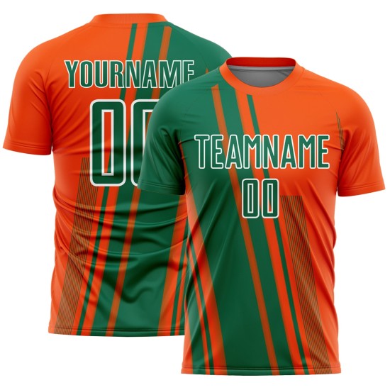 Uniform Custom Lines Sublimation Green-White Kelly Sports Soccer Jersey Orange Uniform Custom Lines Sublimation Green-White Kelly Sports Soccer Jersey Orange