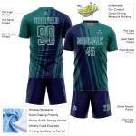 Custom Navy-White Teal Sports Sublimation Lines Jersey Uniform Soccer Custom Navy-White Teal Sports Sublimation Lines Jersey Uniform Soccer