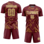 Uniform Sports Gold-White Custom Sublimation Burgundy Lines Soccer Curve Old Jersey Uniform Sports Gold-White Custom Sublimation Burgundy Lines Soccer Curve Old Jersey
