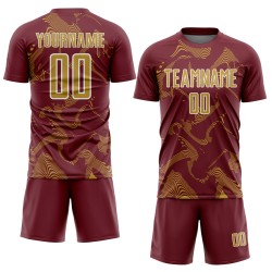 Uniform Sports Gold-White Custom Sublimation Burgundy Lines Soccer Curve Old Jersey Uniform Sports Gold-White Custom Sublimation Burgundy Lines Soccer Curve Old Jersey