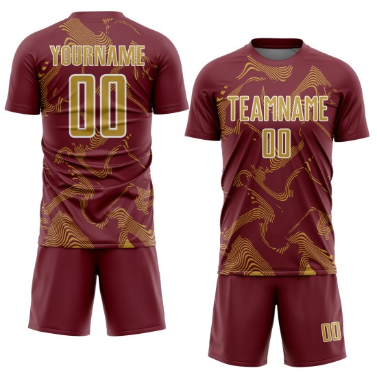 Uniform Sports Gold-White Custom Sublimation Burgundy Lines Soccer Curve Old Jersey Uniform Sports Gold-White Custom Sublimation Burgundy Lines Soccer Curve Old Jersey