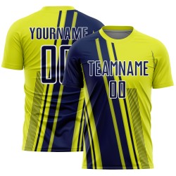 Lines Yellow Neon Soccer Jersey Sports Navy-White Sublimation Custom Uniform