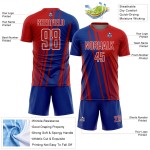 Royal-White Uniform Red Custom Sports Sublimation Jersey Soccer Lines