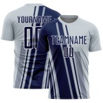 Custom Silver Uniform Lines Navy-White Jersey Sports Soccer Sublimation Custom Silver Uniform Lines Navy-White Jersey Sports Soccer Sublimation