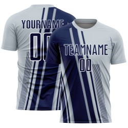 Custom Silver Uniform Lines Navy-White Jersey Sports Soccer Sublimation