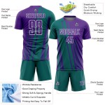 Uniform Sports Jersey Sublimation Teal-White Soccer Custom Lines Purple Uniform Sports Jersey Sublimation Teal-White Soccer Custom Lines Purple