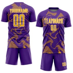 Purple Lines Gold-White Sports Uniform Jersey Sublimation Soccer Curve Custom Purple Lines Gold-White Sports Uniform Jersey Sublimation Soccer Curve Custom