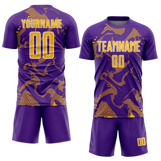 Purple Lines Gold-White Sports Uniform Jersey Sublimation Soccer Curve Custom Purple Lines Gold-White Sports Uniform Jersey Sublimation Soccer Curve Custom