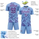 Curve Light Purple-White Sublimation Blue Sports Soccer Uniform Lines Custom Jersey Curve Light Purple-White Sublimation Blue Sports Soccer Uniform Lines Custom Jersey